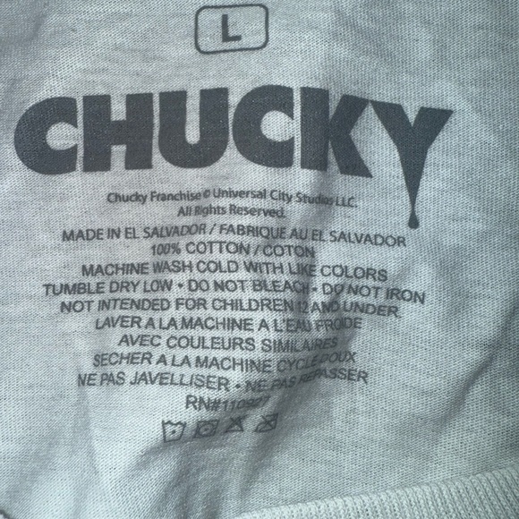 Men's Chucky 'Wanna Play' Graphic Long Sleeve Tee - White NWOT - Picture 3 of 3